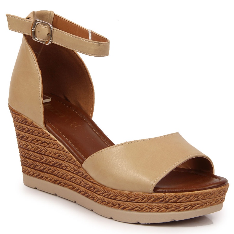 Ženske bež sandale na klin Jezzi