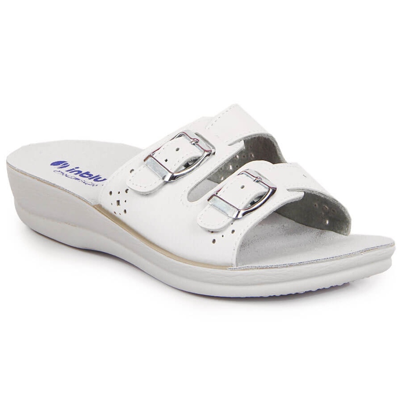 Ženske bijele Inblu sanitarne papuče na klin bijela