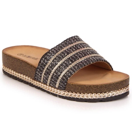 S.Barski Crne ženske crne papuče s platformom S. Barski crna