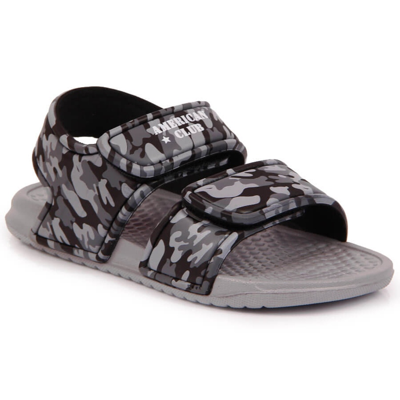 Sive pjenaste sandale za dječake s čičkom American Club siva