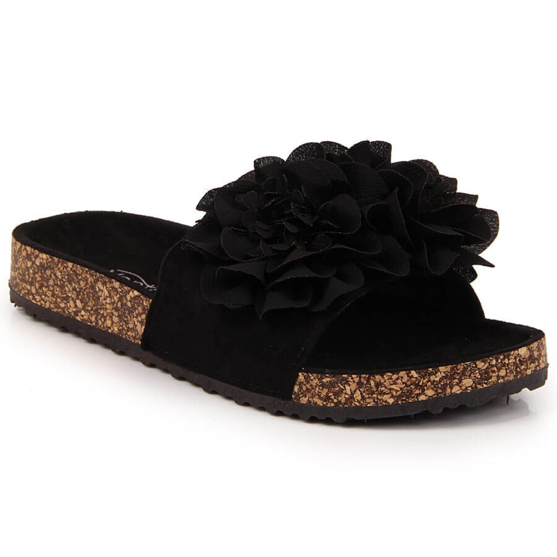 Ženske crne papuče s cvijećem eVento crno