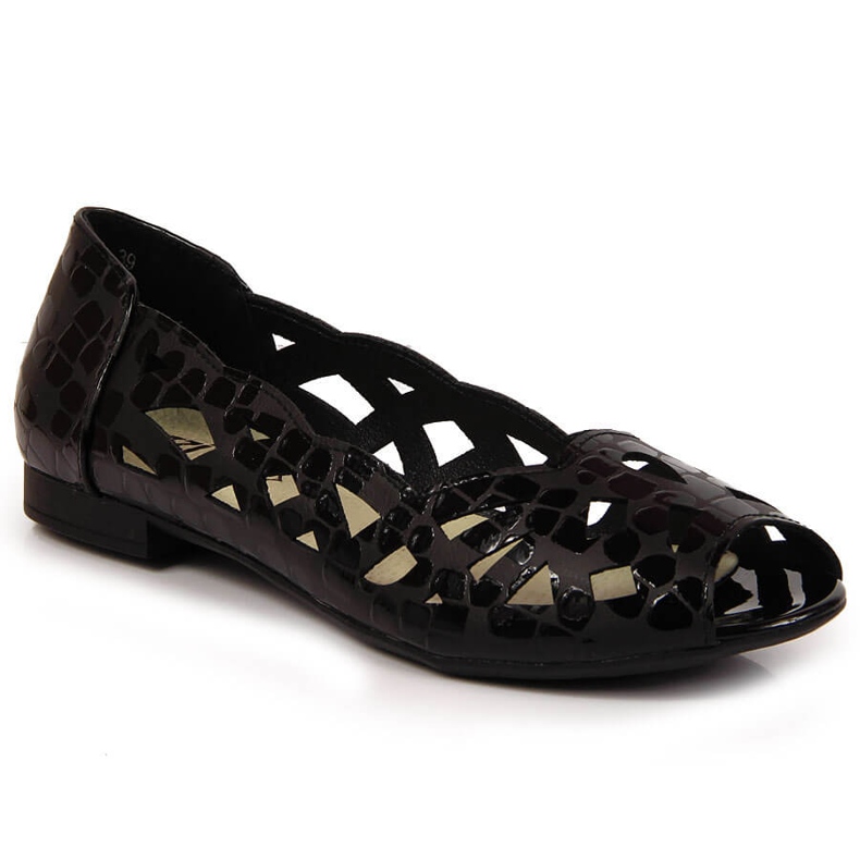 Ženske crne ažurne balerinke Jezzi crno