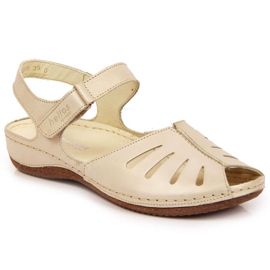 Kožne ženske sandale na zlatnom klin Helios 4009 zlatni