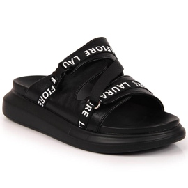 Crne Laura La.Fi papuče s platformom crna