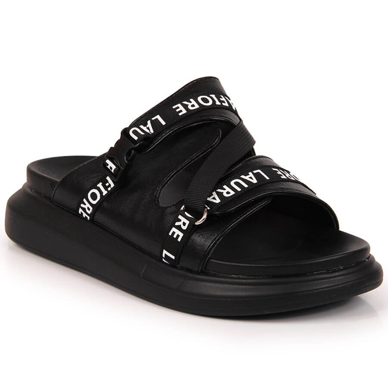 Crne Laura La.Fi papuče s platformom crno