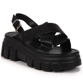 Ženske sandale na crnoj platformi Jezzi crna