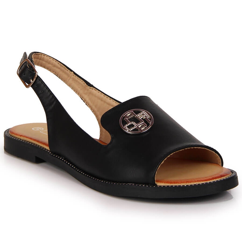 Ženske sandale s crnim Filippo ukrasom crno