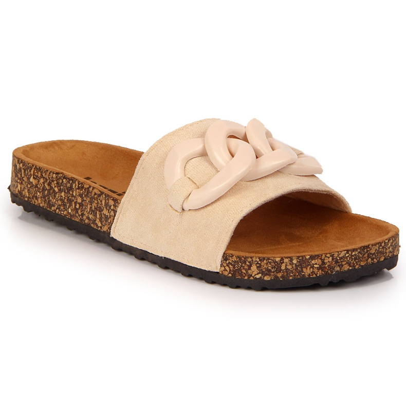 Ženske bež papuče Jezzi s lančićem