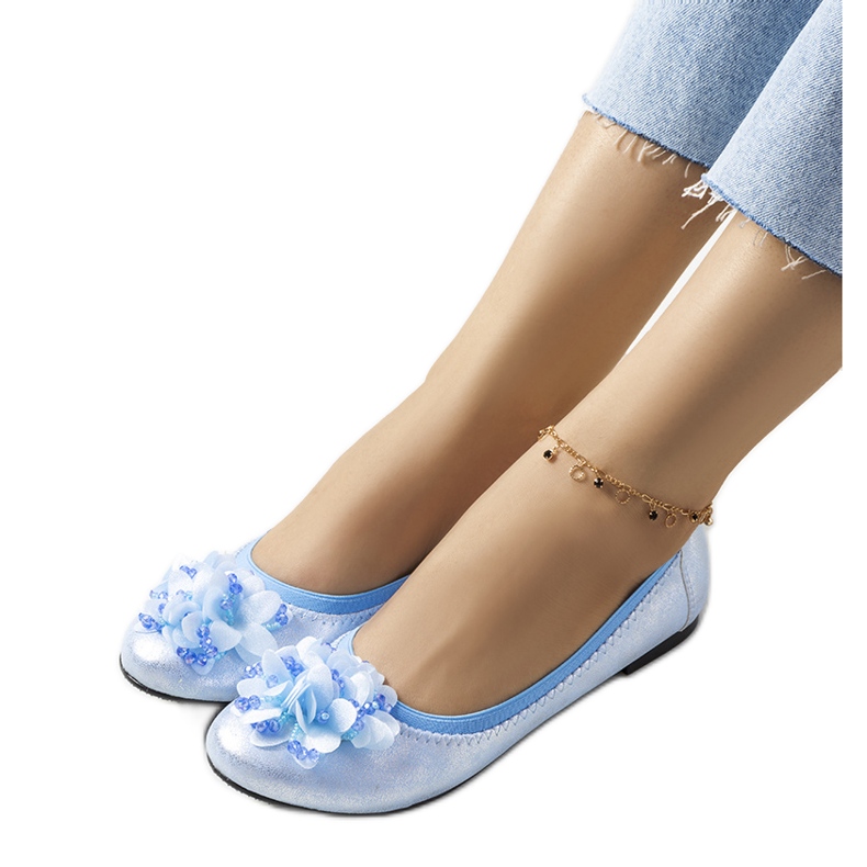 Plave metalik duff balerinke plava