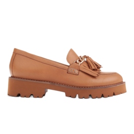 Marco Shoes Natikače sa zlatnim lancem na laganom potplatu bež