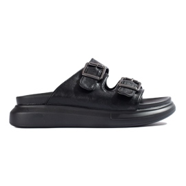 LA.FI papuče s kopčama crna