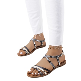 Reeta ženske crne sandale bijela crno