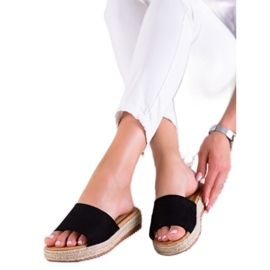 TRENDI Modne papuče na platformi crna