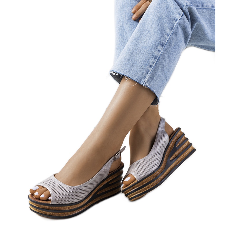 Bež espadrile na Alton klin srebro