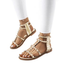 Zlatne kabor sandale s čavlima zlatni