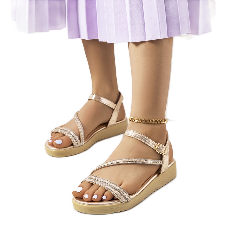 Ženske sandale Ray zlatne boje zlatna