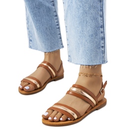 Hibbins smeđe ženske sandale smeđa zlatni