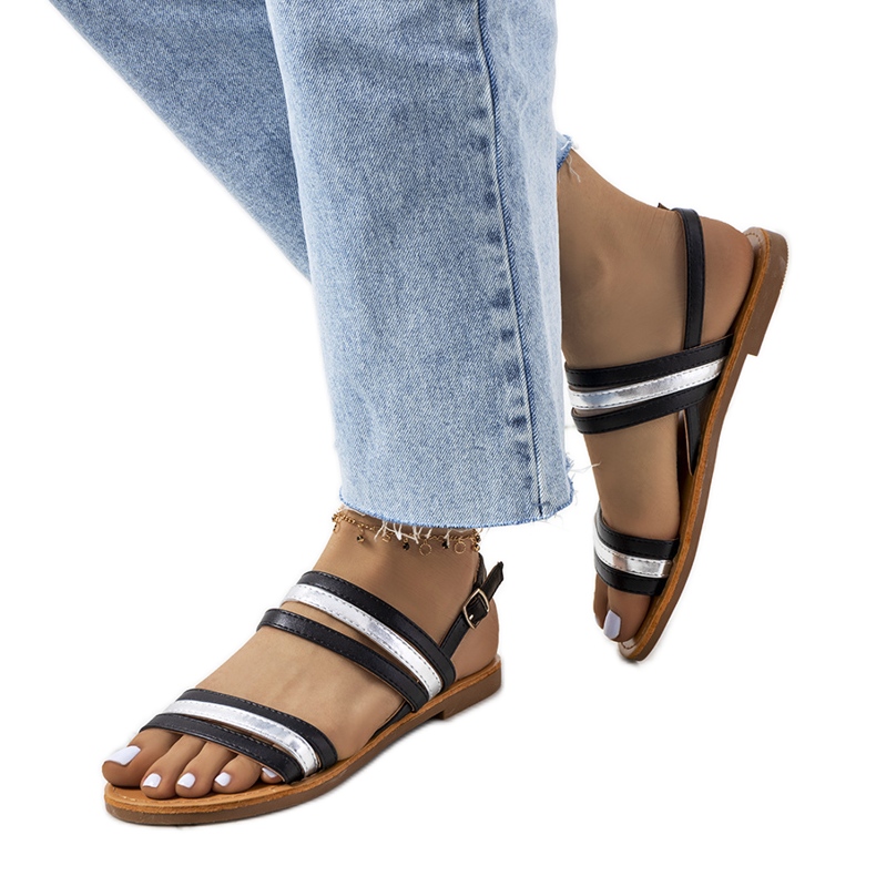 Crne ženske sandale Hibbins crno srebro