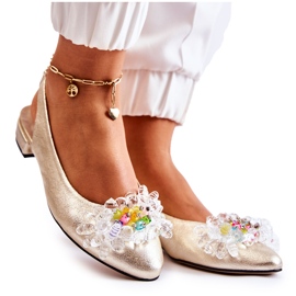 PA2 Kožne balerinke na štiklama sa zlatnim ornamentom Elena