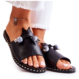 Vinceza Ženske klasične papuče s petljom crne Cassia crna