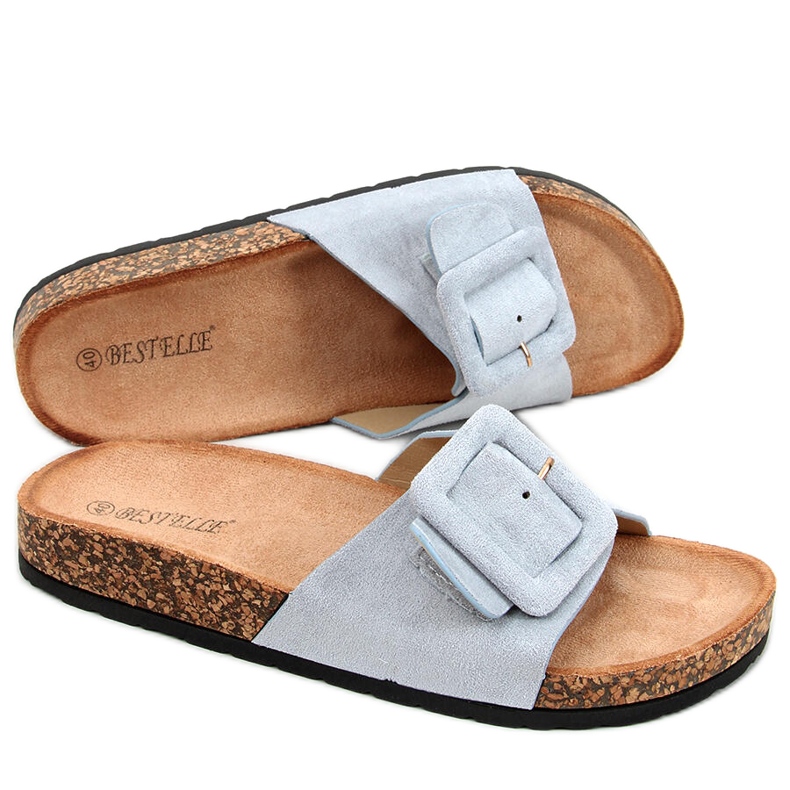 Priya Blue papuče s plutenim potplatom plava