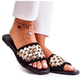 S.Barski Ženske kožne papuče na ravnu petu crne Hollis crna