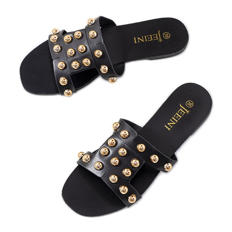 Crne papuče s ukrasnim Amparo čepovima crno