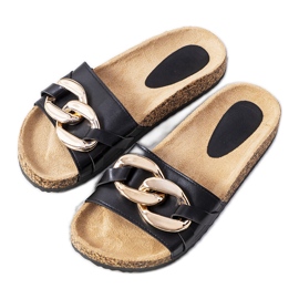 Crne papuče s Derbi lancem crna