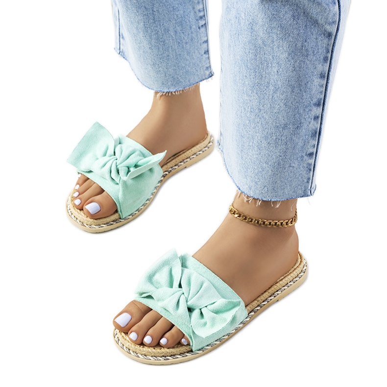 Zelene papuče s mašnom Avi zelena