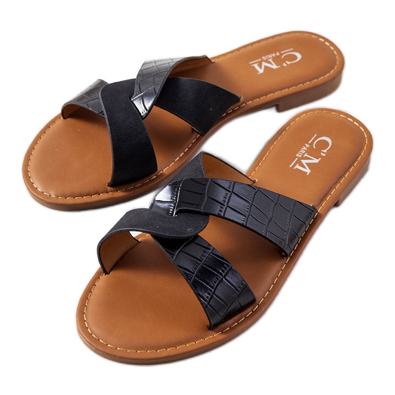 Crne elegantne Dinka papuče crno