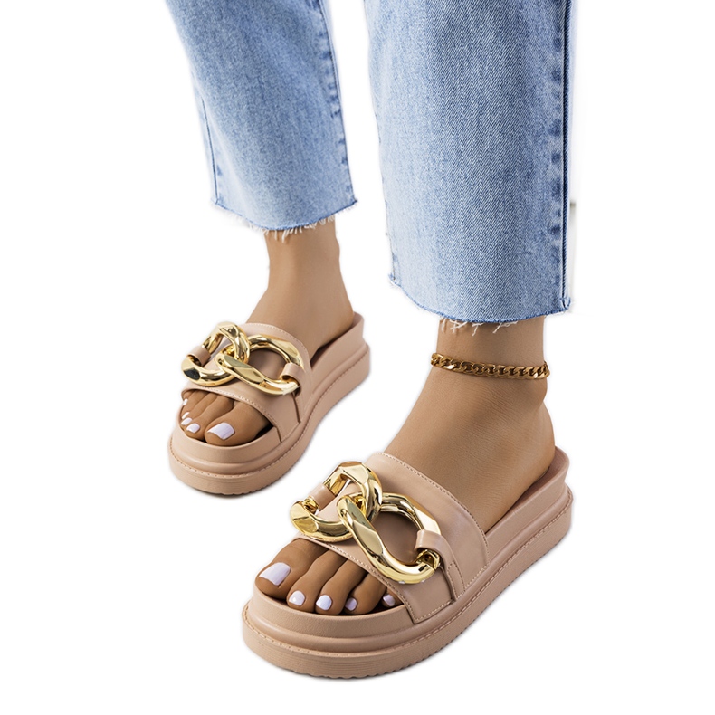 Bež papuče na platformi Berloz