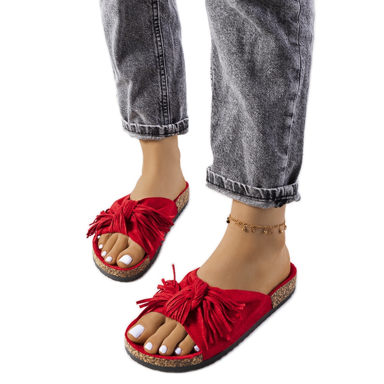 Laderies crvene papuče s resama crvena