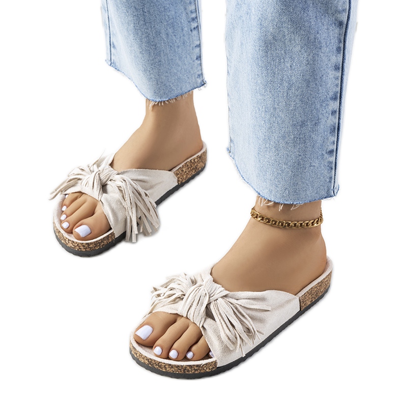 Laderies bež papuče s resama