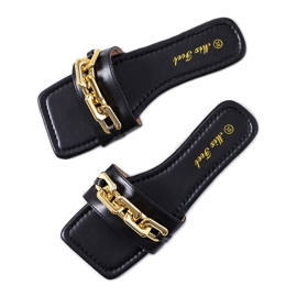 Crne elegantne papuče s lančićem Cherell crna