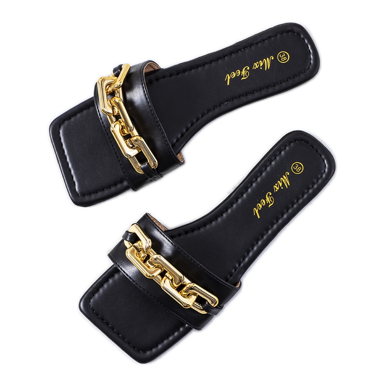 Crne elegantne papuče s lančićem Cherell crno