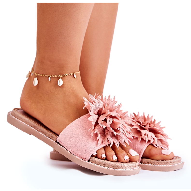 FJ1 Ženske antilop papuče s ružičastim Giorgia ukrasom ružičasta