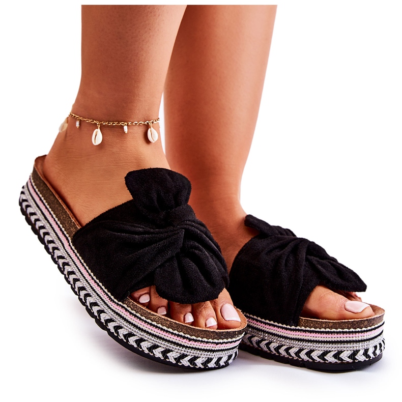 FJ1 Ženske papuče na masivnoj platformi crne Terisa crno