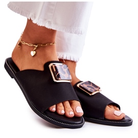 FJ1 Ženske papuče s ukrasnim elementom Crna Leonia