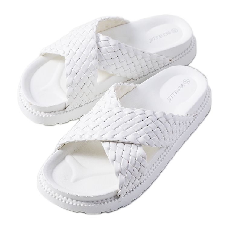 Bijele papuče na platformi Bierings bijela