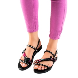 Cm Paris Modne sandale s kubnim cirkonijem crna