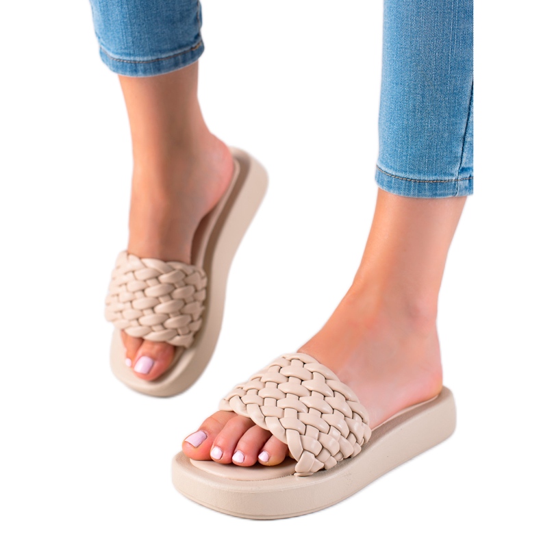 Mannika Papuče na platformi bež