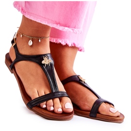 S.Barski Udobne ženske sandale s crnim ukrasom od sabrina crna