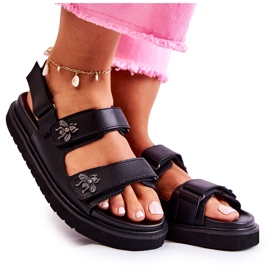 S.Barski Ženske sandale s crnim Elly ukrasom crna