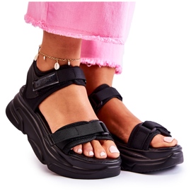 PE1 Ženske sandale na platformi Black Terrina crna