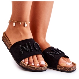 PE1 Klasične antilop papuče s perlama crne Vayane crna