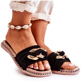 FK1 Antilop papuče s ukrasnim crnim Louie lančićem crna