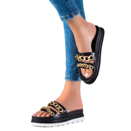 WELLSPRING Modne papuče s lancima crna