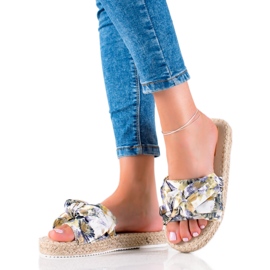 TRENDI Papuče na platformi od slame raznobojna