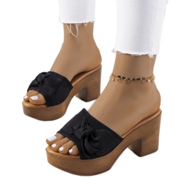 Crne Sarthe papuče na visoku petu crna