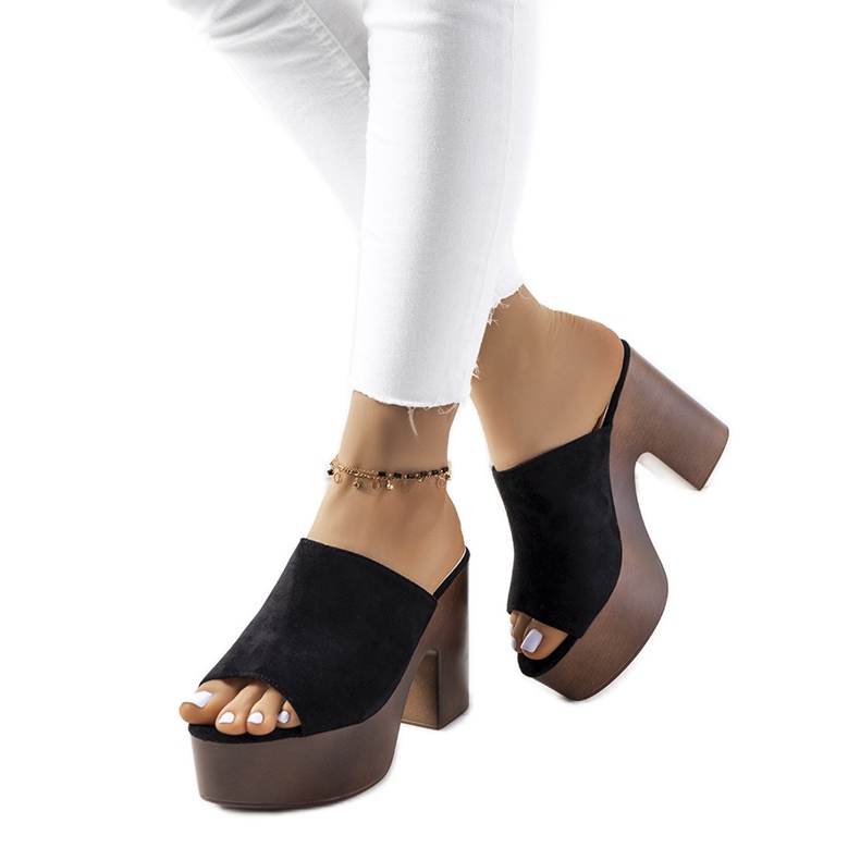 Crne papuče na platformi Klaren crno